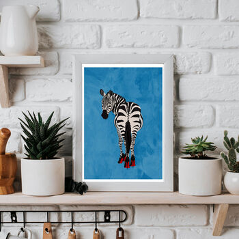 Custom Personalised Zebra Wearing Heels Art Print, 7 of 11