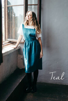 Linen Pinafore Apron | Studio Artist Smock, 4 of 12