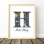 Sun Moon And Stars Personalised Initial Print, thumbnail 1 of 11