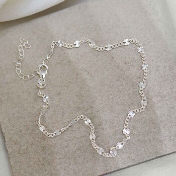 Sterling Silver Shimmer Chain Anklet, 2 of 3