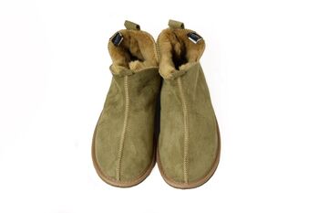 Sheepskin Slippers Olive 100% Hand Crafted Hard Sole, 2 of 5