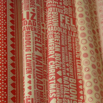 Red And Kraft Assorted Christmas Wrapping Paper Set, 2 of 2