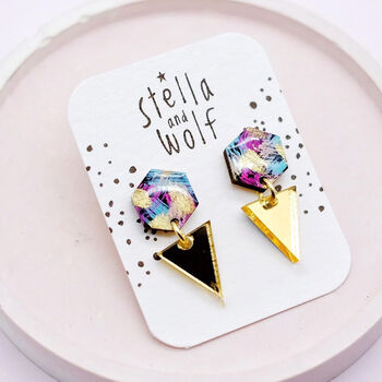 Hand Painted Abstract Geometric Earrings, 2 of 4
