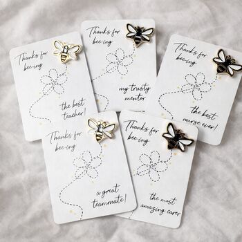 Thanks For Beeing …Enamel Bee Pin Badge Brooch, Personalised Gift For Her, 4 of 12