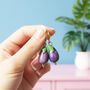 Ceramic Aubergine Earrings With 18ct Gold Plated Huggie Hoops, thumbnail 1 of 5