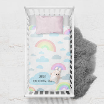 Personalised Baby Gift Clouds And Rainbows Quilt, 7 of 7