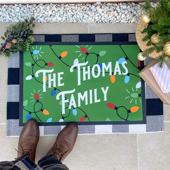 Personalised Christmas Lights Family Doormat, 2 of 5