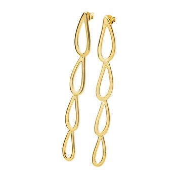 Long Petal Drop Earrings In Gold Vermeil, 2 of 3