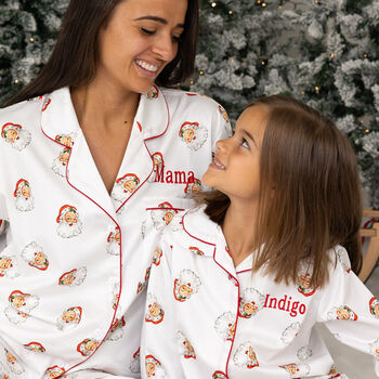 Personalised Matching Family Christmas Santa Print Pyjamas, 11 of 12