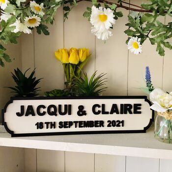 Personalised Civil Ceremony Name Wooden Double Roadsign, 5 of 8