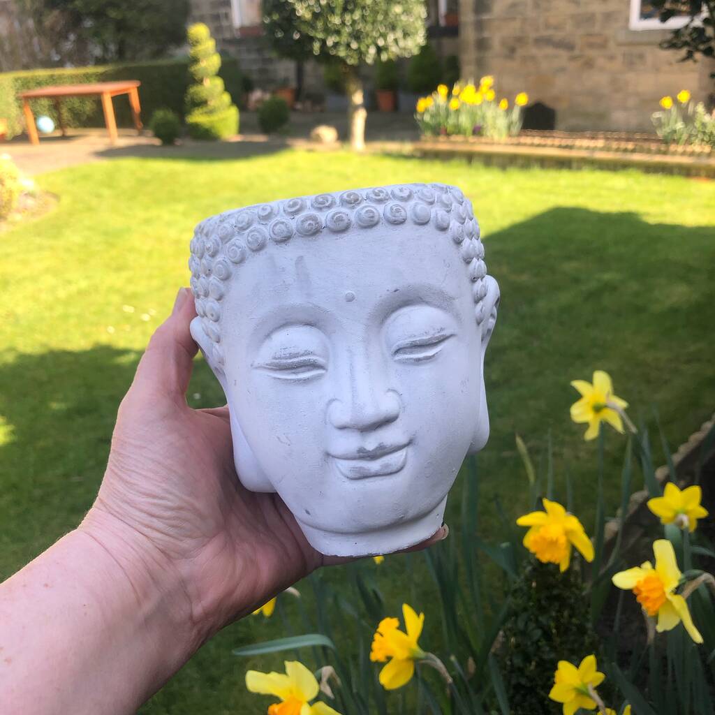 White Buddha Head Pot, 1 of 3