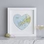 Personalised Location Sorrento Map Heart Print, thumbnail 1 of 4
