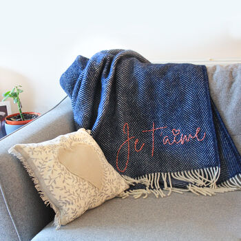 Hand Embroidered 'Love' Wool Throw, 5 of 6