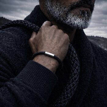 Men's Thick Woven Leather Bracelet, 2 of 12