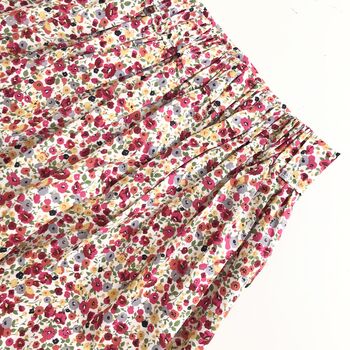 Red Ditsy Floral Printed Cotton Midi Skirt, 3 of 5