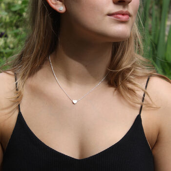 Small Heart Necklace In Matt Gold/Silver, 6 of 7