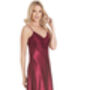 British Made Burgundy Long Satin Nightdress With Deep Lace Detail Ladies Size 8 Uk To 28 UK, thumbnail 4 of 5