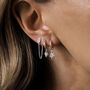 Allie. Silver Cubic Zirconia Stud Chain Earrings, thumbnail 3 of 5