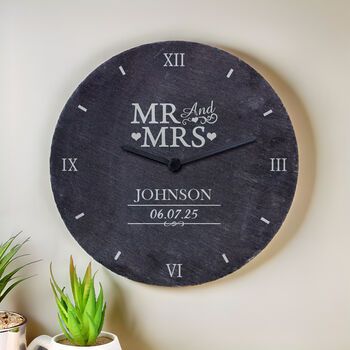 Personalised Mr And Mrs Slate Clock, 4 of 5