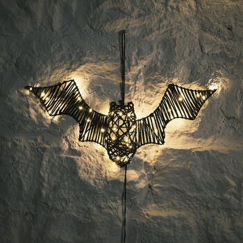 Light Up LED Black Rattan Bat Halloween Decoration, 5 of 5