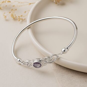 Sterling Silver Celtic Amethyst Bangle, 4 of 10