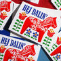 Hej Dalin Swedish Dala Horse Greeting Card, thumbnail 3 of 4