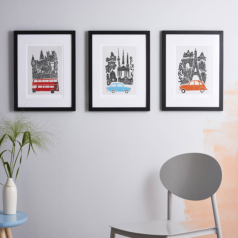 paris, london, berlin set of three city prints by fox & velvet ...