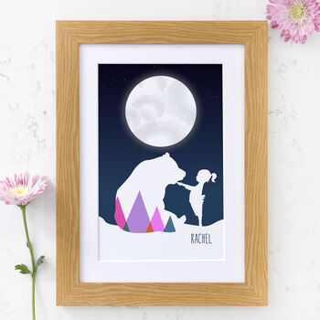 Personalised Bear And Girl Child's Artwork, 4 of 8