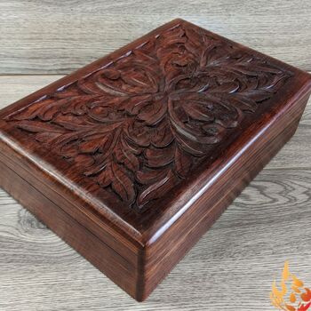Carved Tree Floral Wooden Box Eco Design, 2 of 6