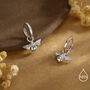 Sterling Silver Dangling Bee Hoop Earrings, thumbnail 3 of 11