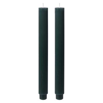 Christmas Dark Green Ribbed Dinner Candles, 2 of 3