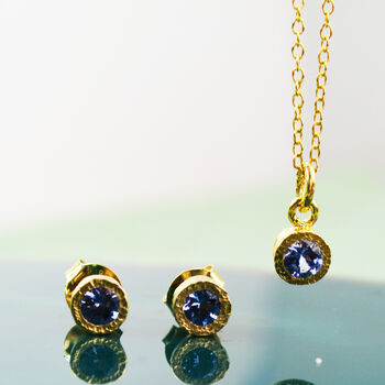 Tanzanite 18kt Gold December Birthstone Stud Earrings, 3 of 7