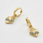 Gold Sacred Heart Huggie Earrings, thumbnail 6 of 9