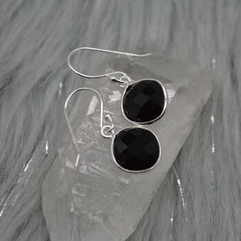 Black Onyx Earrings: Silver Or Gold, Dangle Drop, 4 of 8