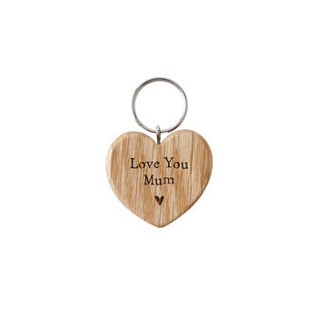 Send With Love 'Love You Mum' Oak Heart Keyring, 2 of 2
