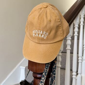 Mustard Please Embroidered Slogan Cap, 2 of 4