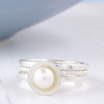 Pearl Stacking Ring Set. Sterling Silver, 9 of 12