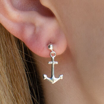 Sterling Silver Anchor Earrings, 2 of 7