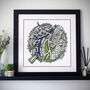 The Leeds Waterfront Globe Hand Drawn Map Print, thumbnail 1 of 5