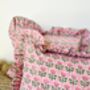 Indian Block Print Ruffle Cushion, thumbnail 3 of 4