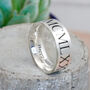 Roman Numerals Personalised Silver Ring 8mm Flat, thumbnail 2 of 10