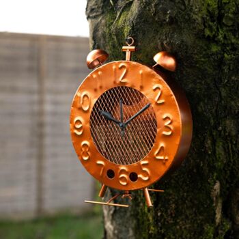 Novelty Hanging Bird Feeder Bronze Alarm Clock Decor, 2 of 8
