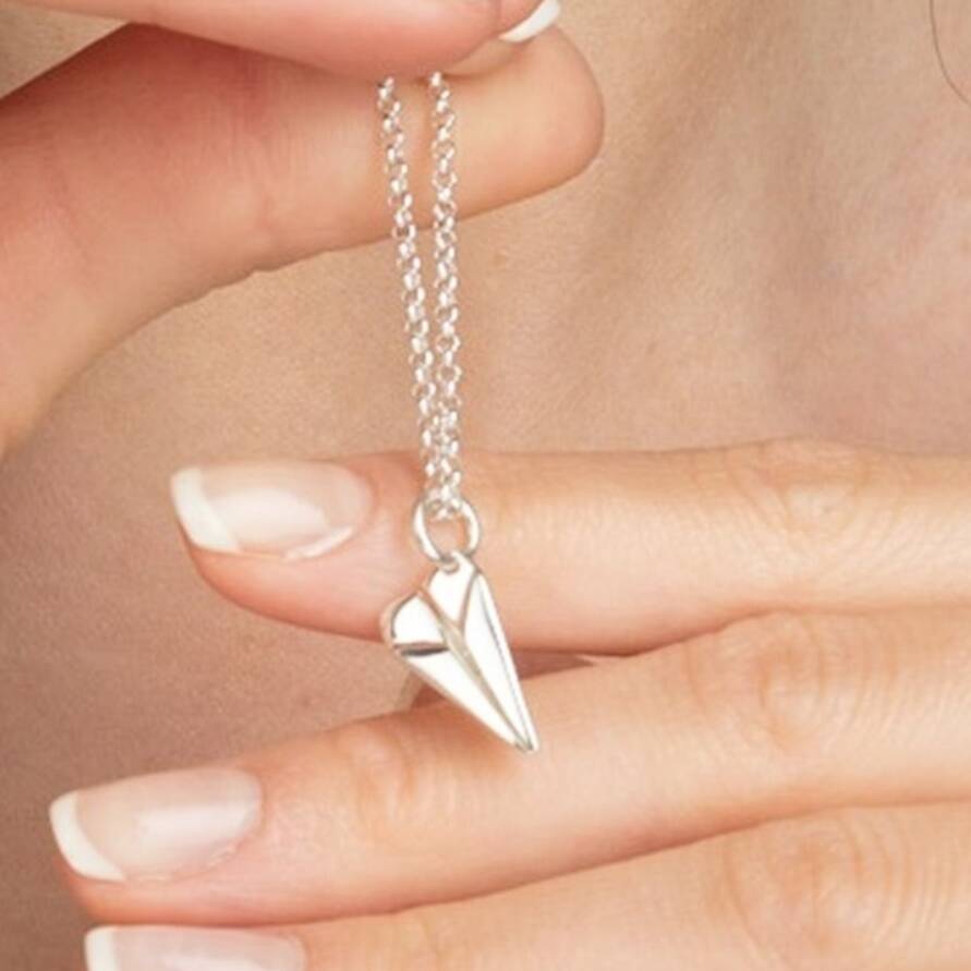 Sterling Silver Paper Plane Necklace, 1 of 11