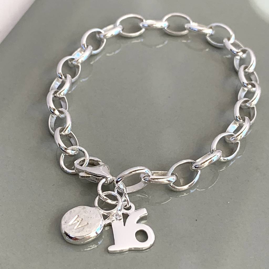 16th Birthday Personalised Silver Bracelet By Handmade By Helle ...