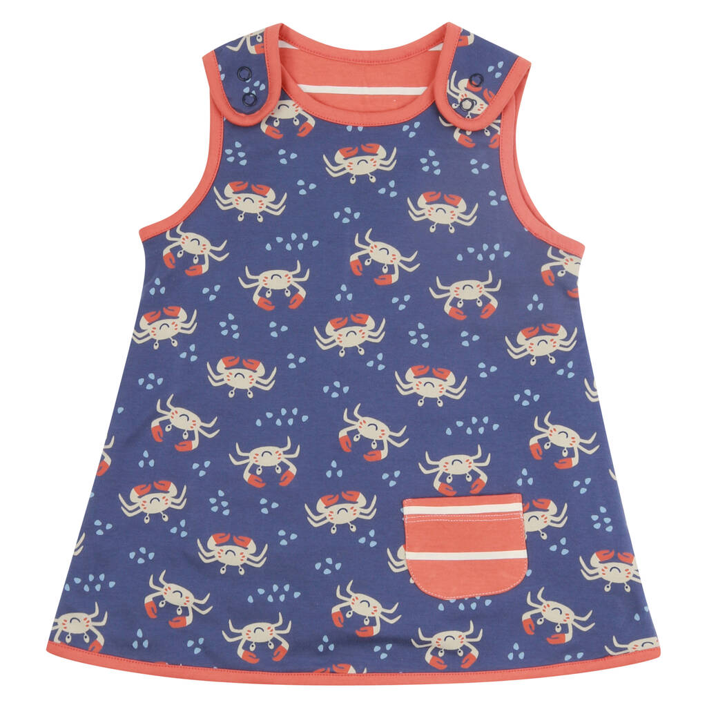 Girls Purple Ocean Crab Reversible Dress By Piccalilly ...