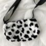 Cute Cow Animal Print Fleece Crossbody Bag For Girls, thumbnail 1 of 5