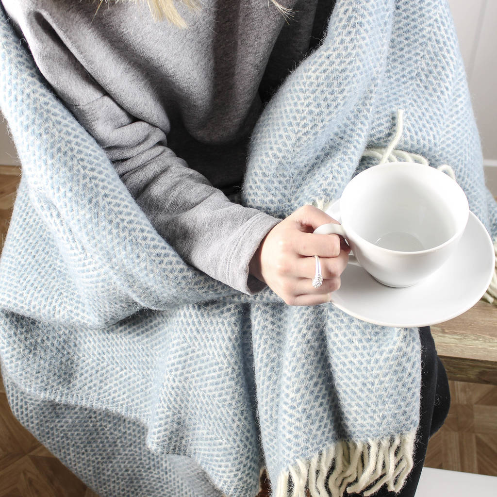 Klys Blue Wool Throw By Marquis & Dawe