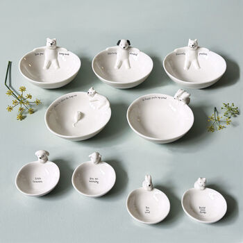 East Of India Porcelain Medium Animal Bowl Stretching Cat, 2 of 3