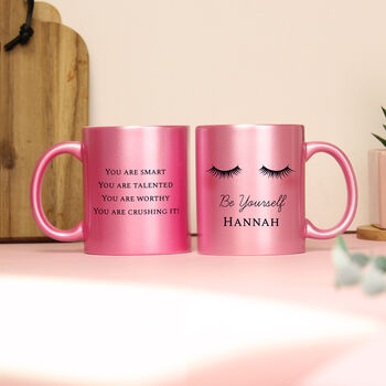 Personalised Eyelashes Pink Glitter Ceramic Mug, 7 of 8