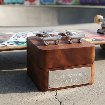 Personalised Silver Coloured Skateboard Cufflinks, 5 of 11